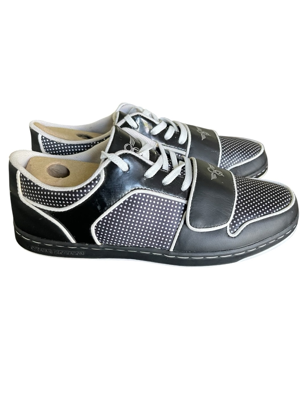 Creative Reaction Black/White Cesario Lo Mixed Media Lace Up Sneaker (7.5)